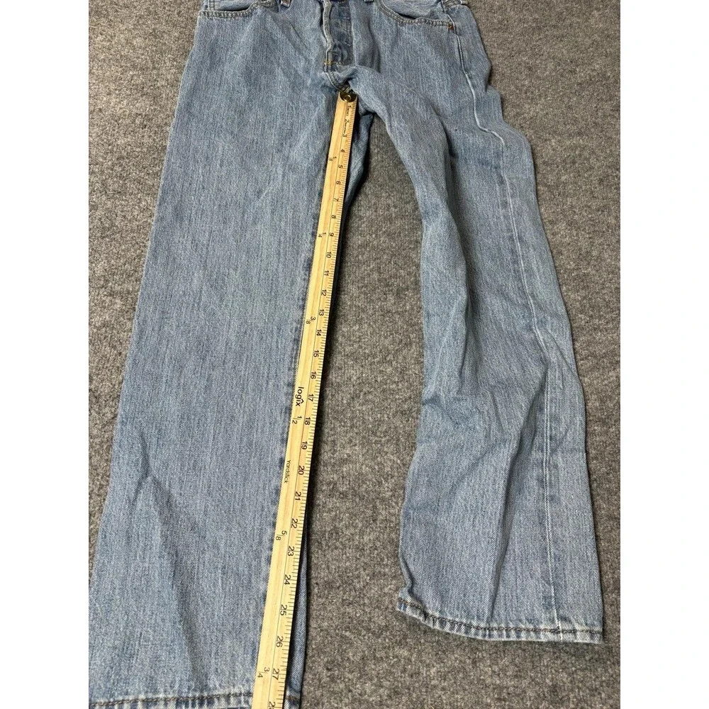 Levi's 501 Jeans Mens 32x28 Blue Straight Regular Fit Light Wash Denim Casual